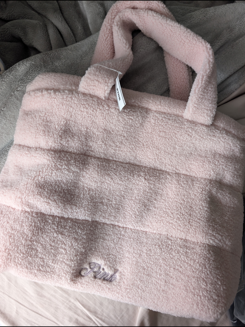 Pink Sherpa Tote Bag - Soft Plush